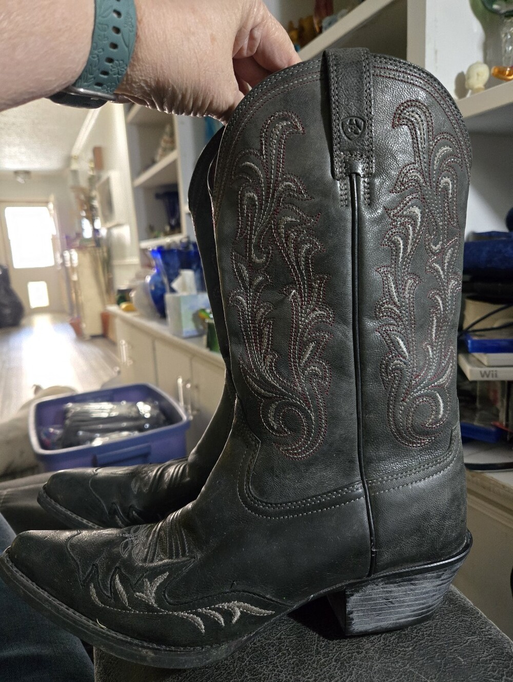 Ariat Round Up Collins Black Western Boots Womens 8